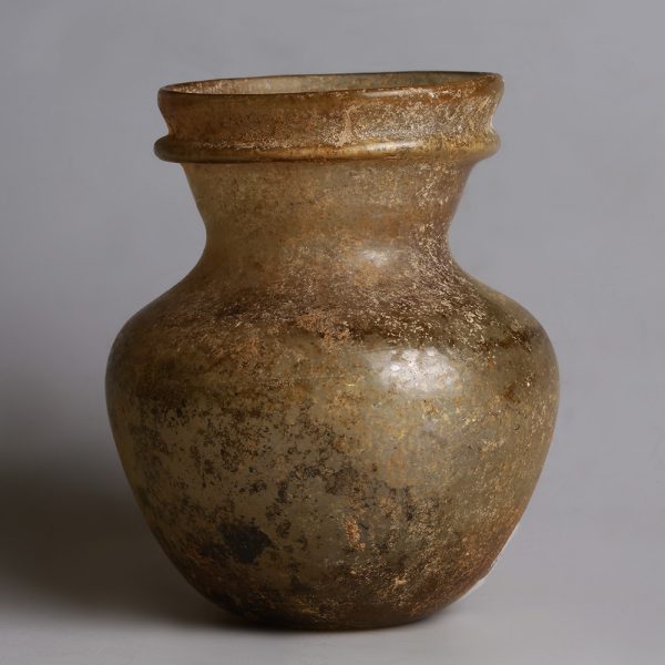Ancient Roman Brown Glass Jar