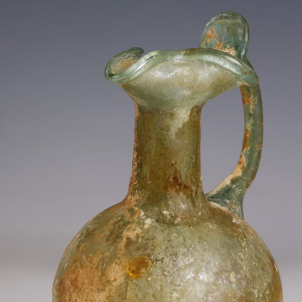 Ancient Roman Glass Jug with Trefoil Rim