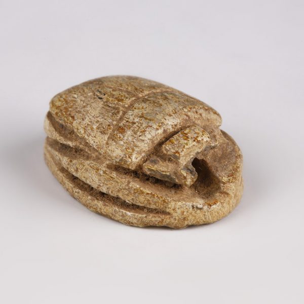 Egyptian Steatite Scarab with Hunting Scene