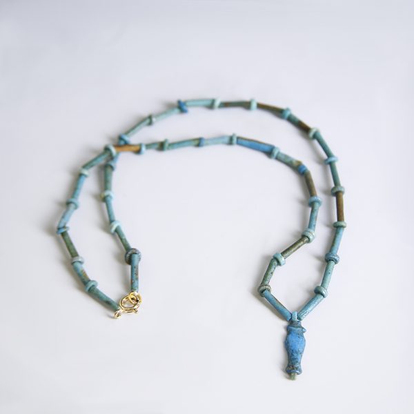 Egyptian Turquoise Faience Necklace with Poppy Seed Amulet