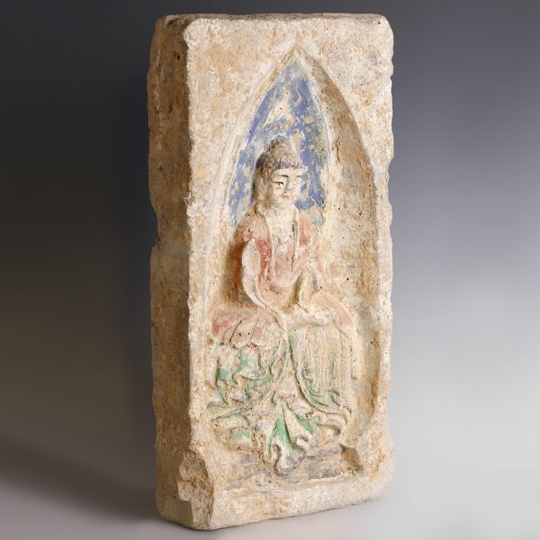 Chinese Northern Wei Brick with Enthroned Guanyin