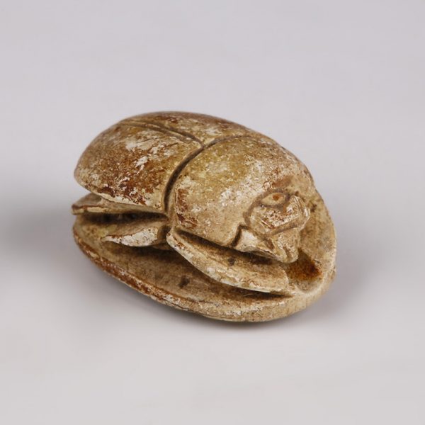 Egyptian Steatite Scarab with Feather of Ma’at