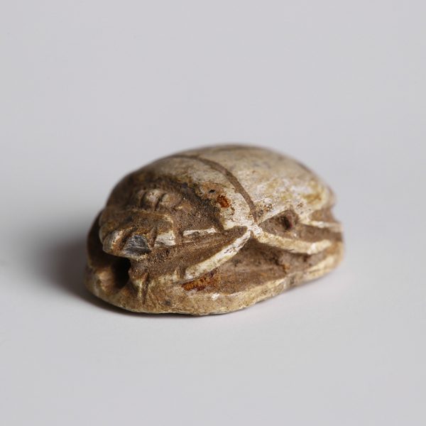 Egyptian Steatite Scarab with a Vulture and Uraeus