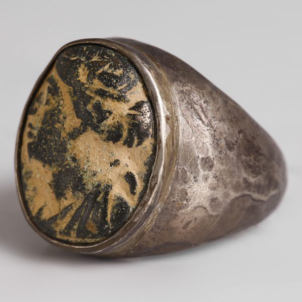 Hellenistic-Ptolemaic Bronze Ring in Modern Setting depicting Berenice II