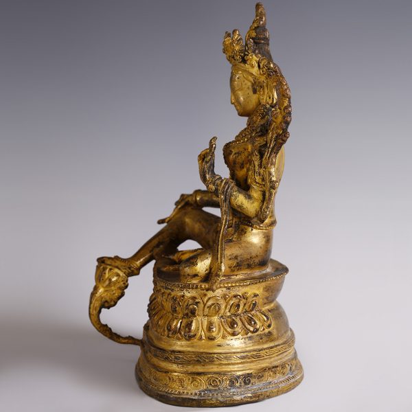 Tibetan Gilded Statuette of the Goddess Green-Tara