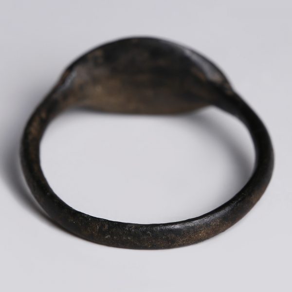 Ancient Greek Bronze Signet Ring with Doves
