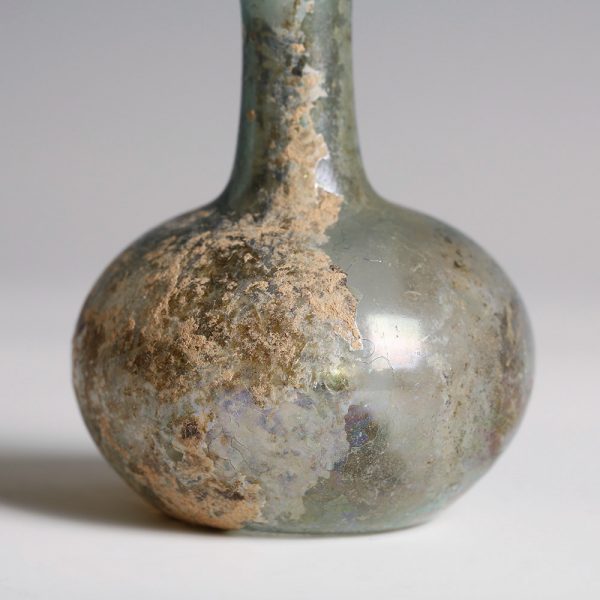 Ancient Roman Blue Glass Flask