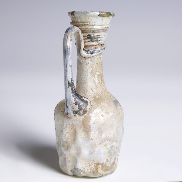Ancient Roman Dimpled Glass Juglet