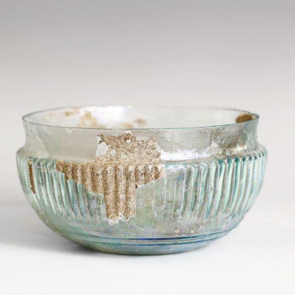 Ancient Roman Glass Ribbed Bowl