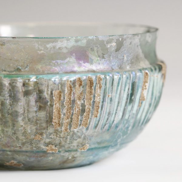 Ancient Roman Glass Ribbed Bowl