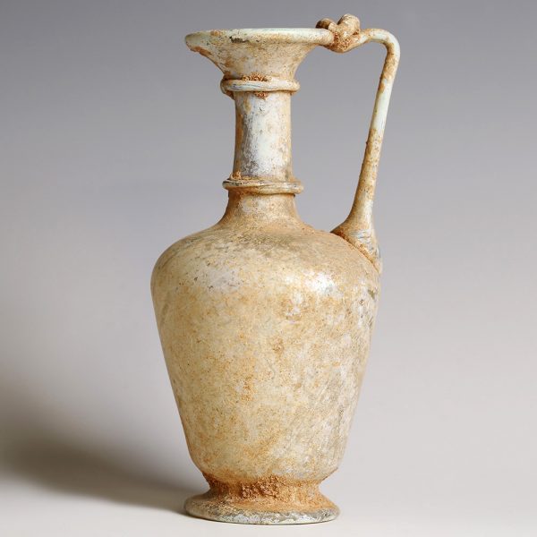 Ancient Roman Pale Yellow Glass Jug