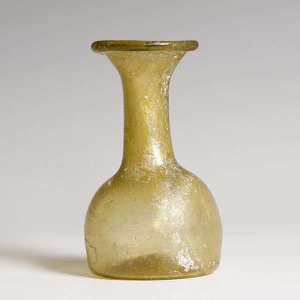 Ancient Roman Yellow Glass Flask