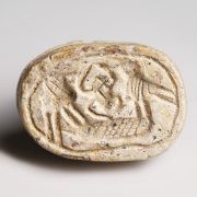 Egyptian Hyksos Period Scarab with Birds and Kheper