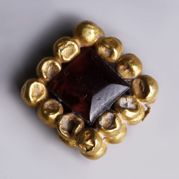 Medieval Gold Framed Garnet Bead