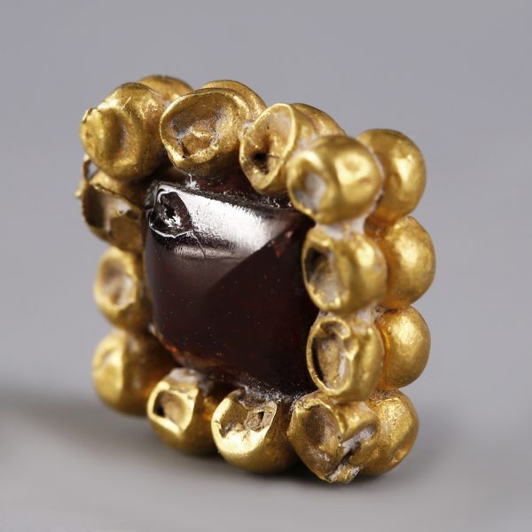 Medieval Gold Framed Garnet Bead