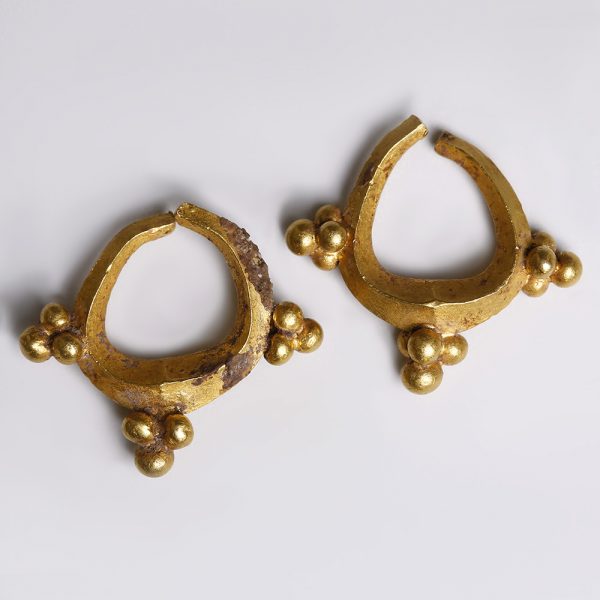 Near Eastern-Western Asiatic Pair of Gold Earrings