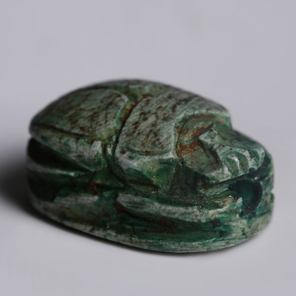 Egyptian Turquoise Faience Scarab Dedicated to Amun
