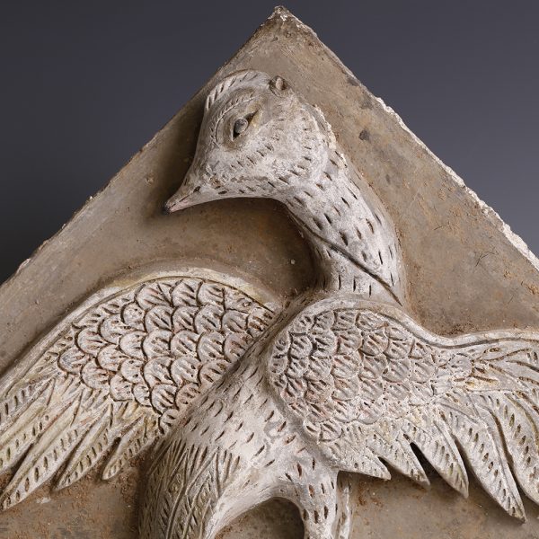 Western Han Terracotta Funerary Painted Tile with a Phoenix in Relief