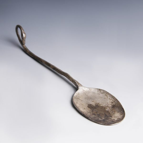 Hellenistic Silver Spoon with Swan-Head Finial