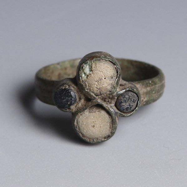Medieval Bronze Ring with Gemstones