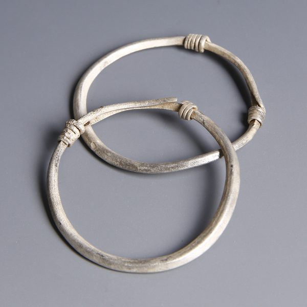 Celtic Pair of Silver Child's Torc Bangles