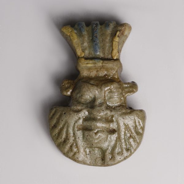Egyptian Faience Head of Bes Amulet