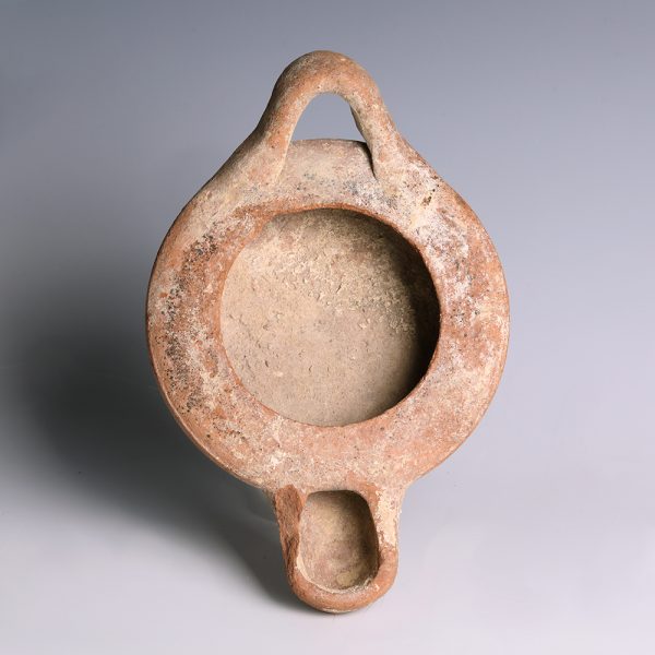 Greek Terracotta Oil Lamp with Handle