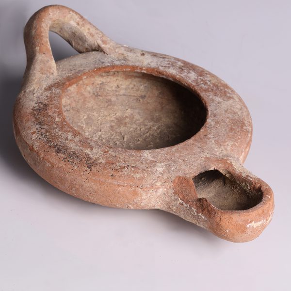 Greek Terracotta Oil Lamp with Handle