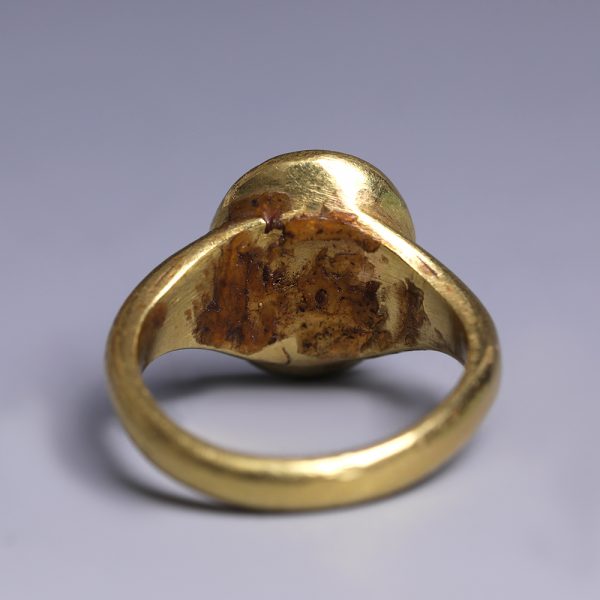 Ancient Roman Gold Ring with Intaglio of Faustulus and Romulus