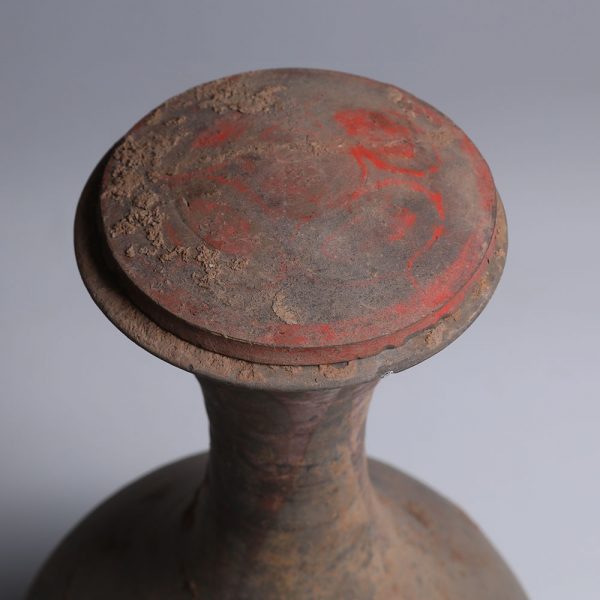 Han Terracotta Polychrome Painted Hu with Lid