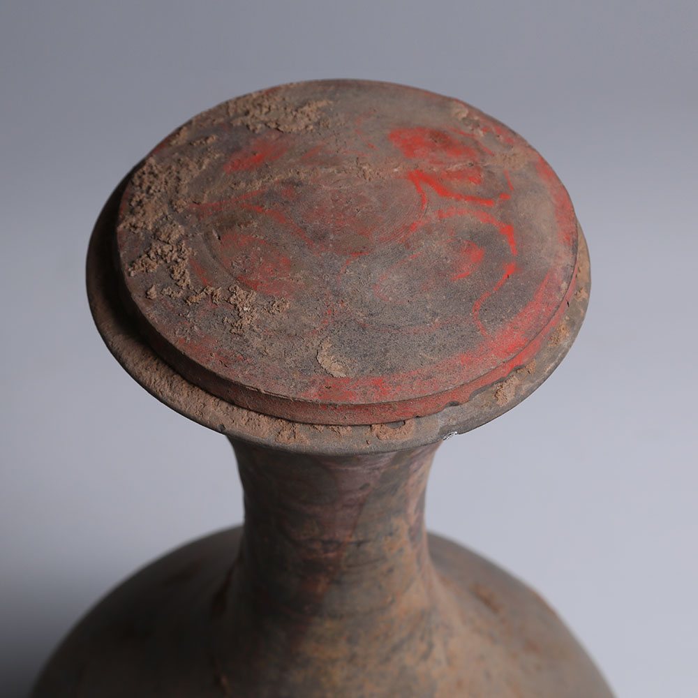 Han Terracotta Polychrome Painted Hu with Lid Han Terracotta Polychrome Painted Hu with Lid