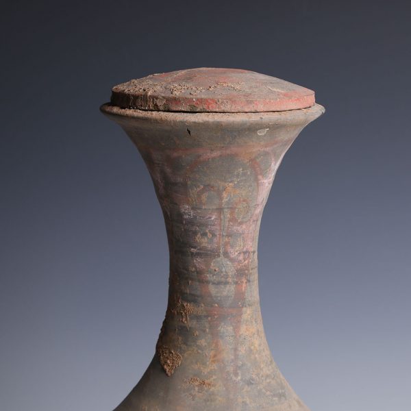 Han Terracotta Polychrome Painted Hu with Lid