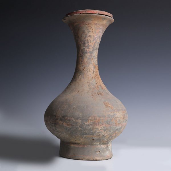 Han Terracotta Polychrome Painted Hu with Lid