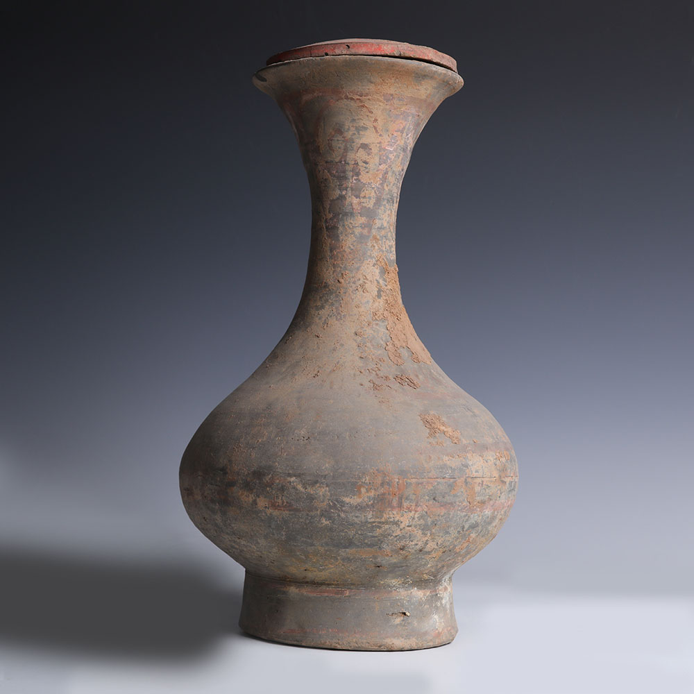 Han Terracotta Polychrome Painted Hu with Lid Han Terracotta Polychrome Painted Hu with Lid