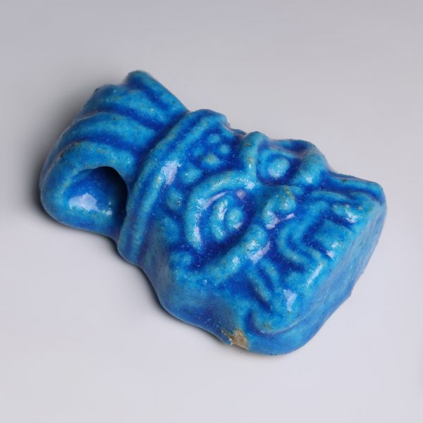 Large Egyptian Faience Bes Amulet