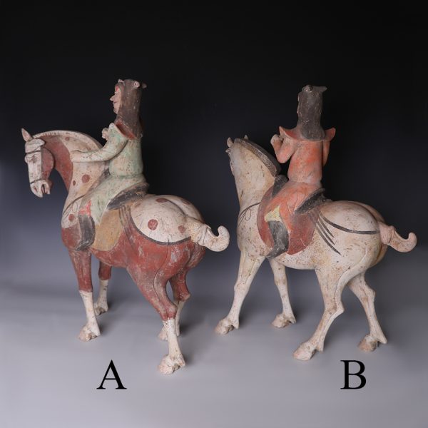 Pair of Chinese Tang Imperial Guards on Horseback