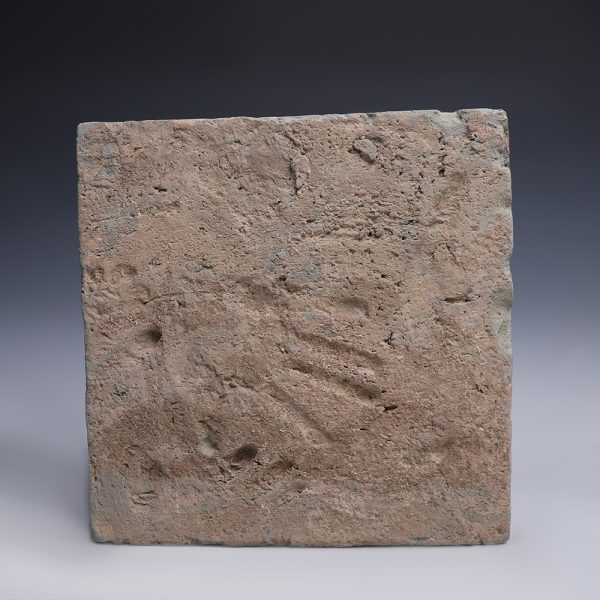Song Dynasty Terracotta Tile with Musician and Marker's Hand Prints