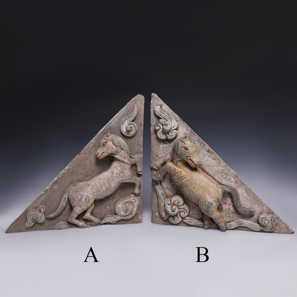 Western Han Dynasty Terracotta Funerary Roof Tiles with Horses