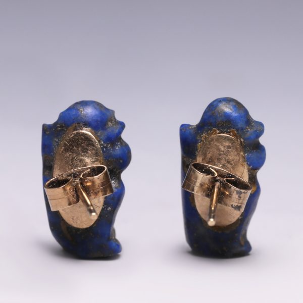 Ancient Egyptian Lapis Lazuli Harpokrates Amulet Earrings