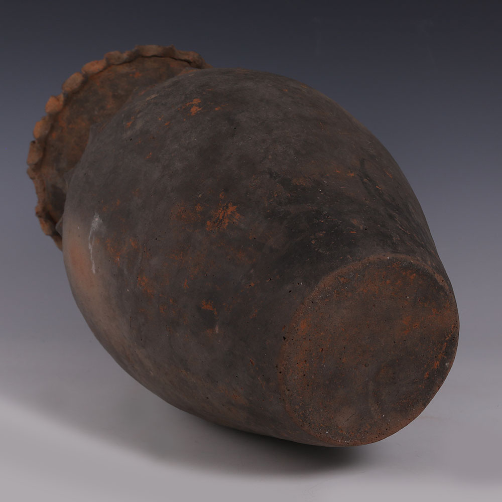 Chinese Terracotta Han Jar with Decorated Rim Chinese Terracotta Han Jar with Decorated Rim