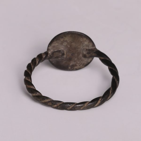 Medieval Bronze Signet Ring with Initial L
