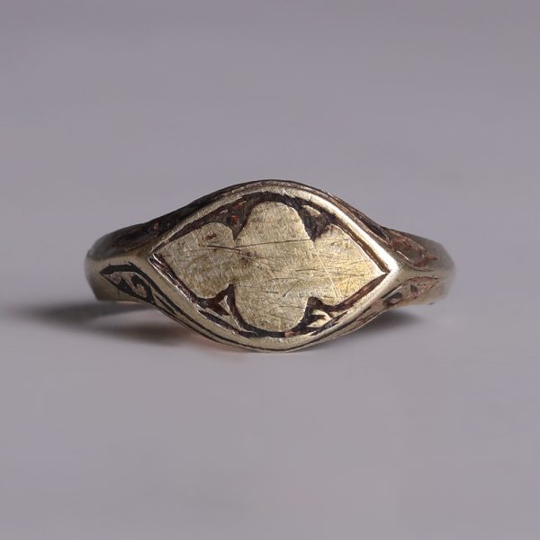 Medieval Electrum Ring with Quatrefoil Motif