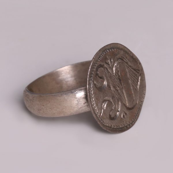 Medieval Silver Ring with Heraldic Seal