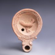 Roman Terracotta Oil Lamp with a Cockerel