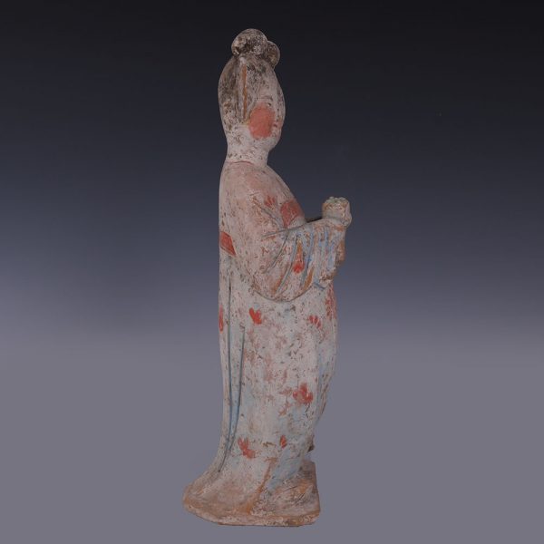 Tang Court Lady Figurine Holding A Container