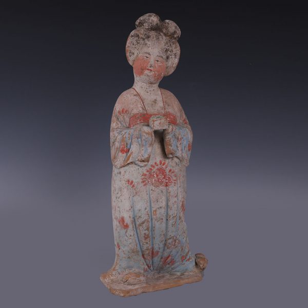 Tang Court Lady Figurine Holding A Container