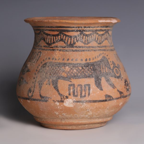 Ancient Persian Terracotta Jar with Zoomorphic Animals