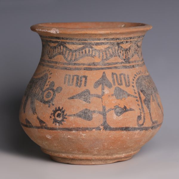 Ancient Persian Terracotta Jar with Zoomorphic Animals