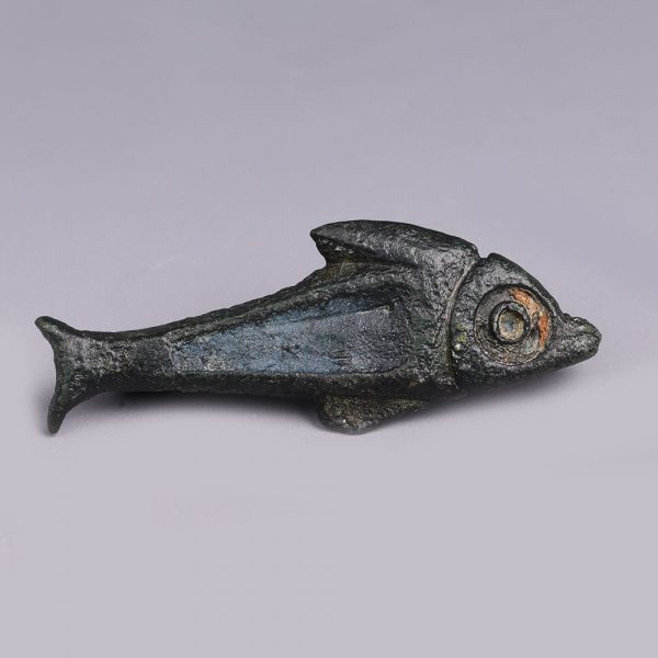 Ancient Roman Bronze Dolphin Brooch