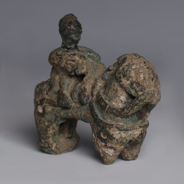 Haasanlu Votive Bronze Sculpture of A Man Riding A Horse